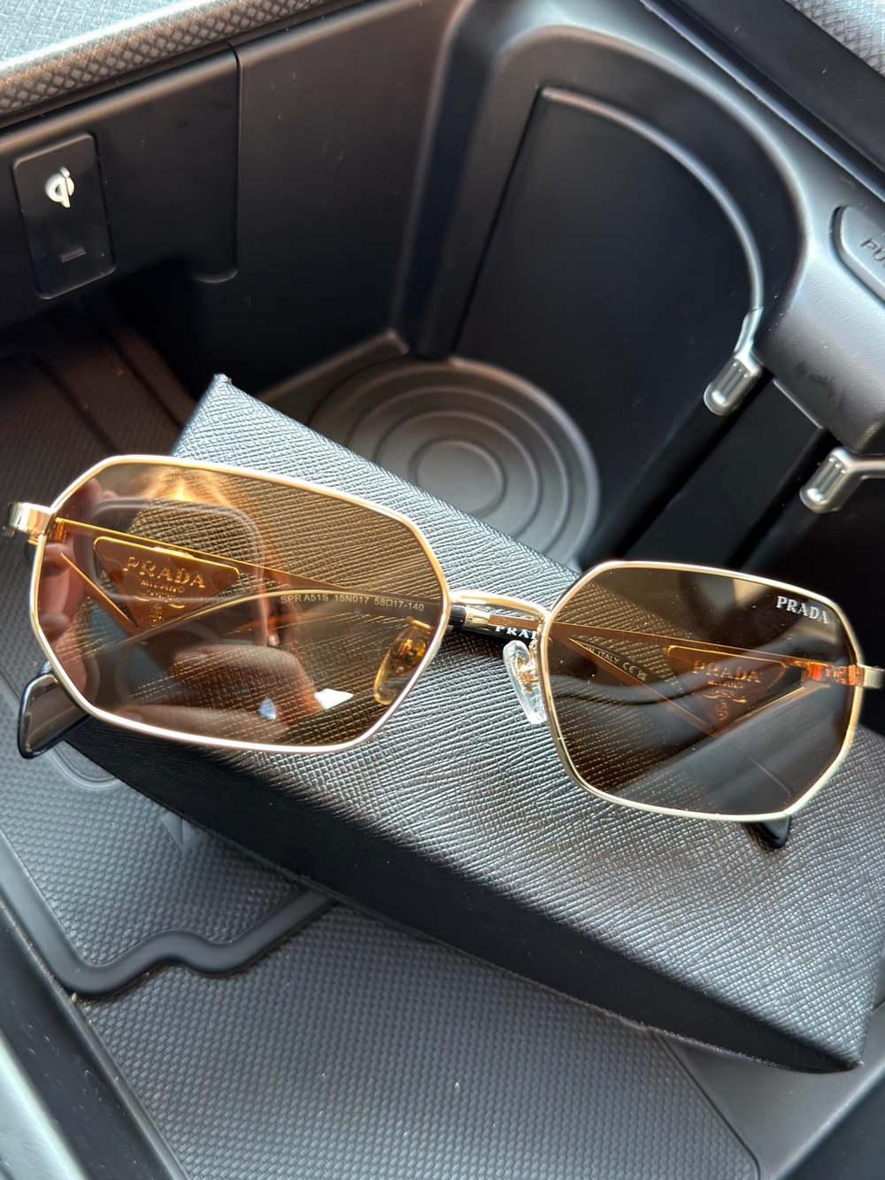 Prada Gold Frame Sunglasses with Brown Lenses